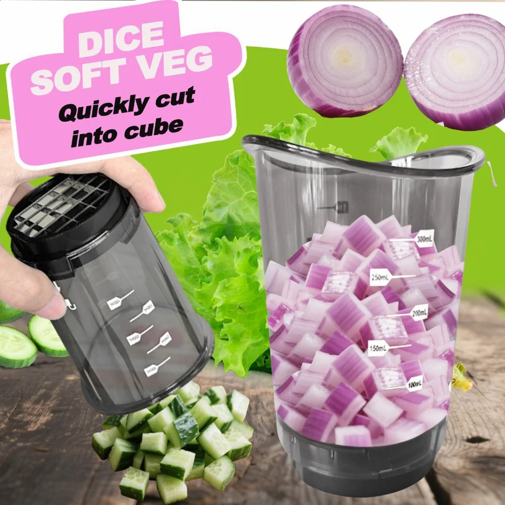 M12K-For Easy Food Prep Home Use Detachable Fruit Cutter Slicer With Push Plate, Fruit& Onion Cutter Vegetable Chopper Cup
