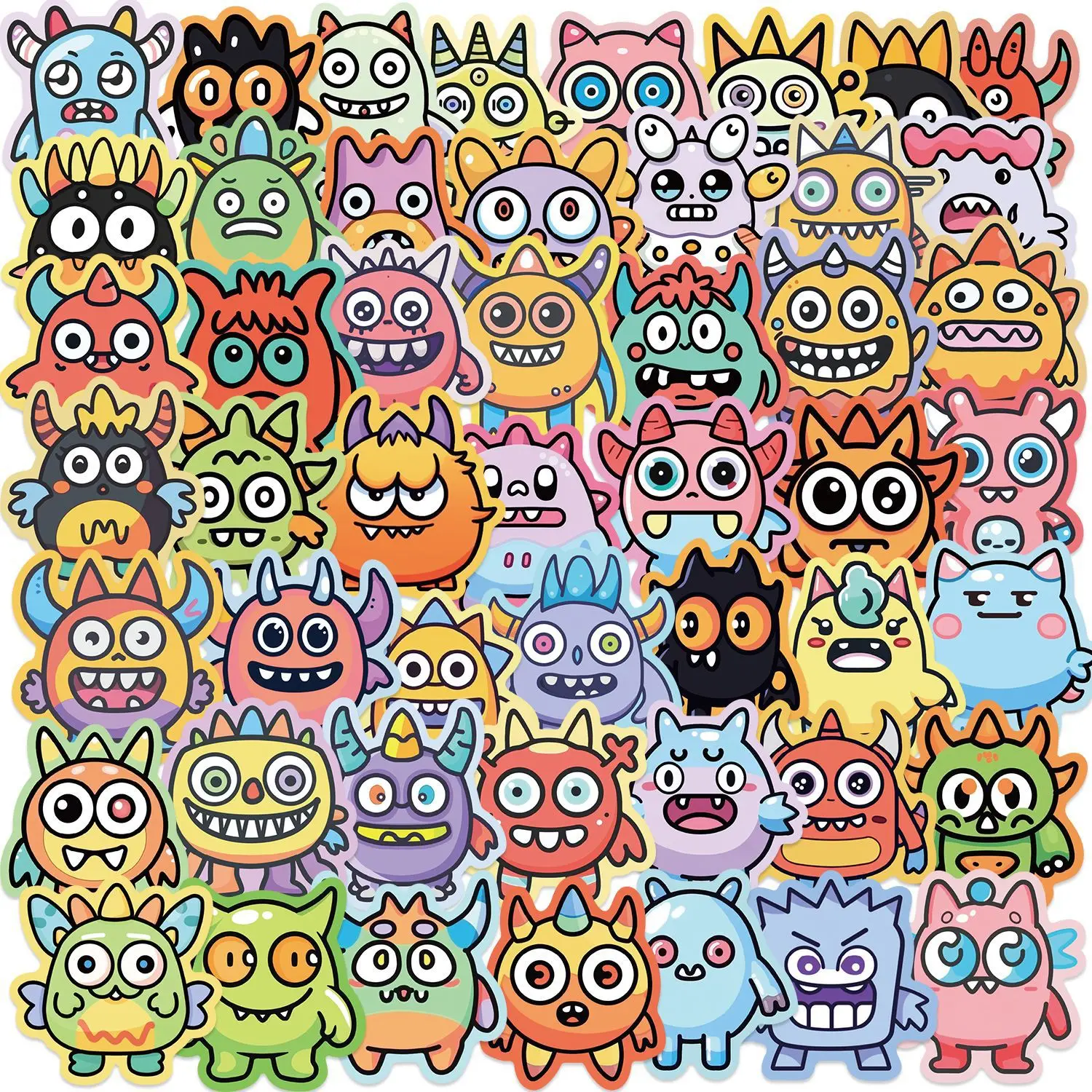 Pegatinas monstruos niños – Pack 50 uds. resistente agua diseño variados