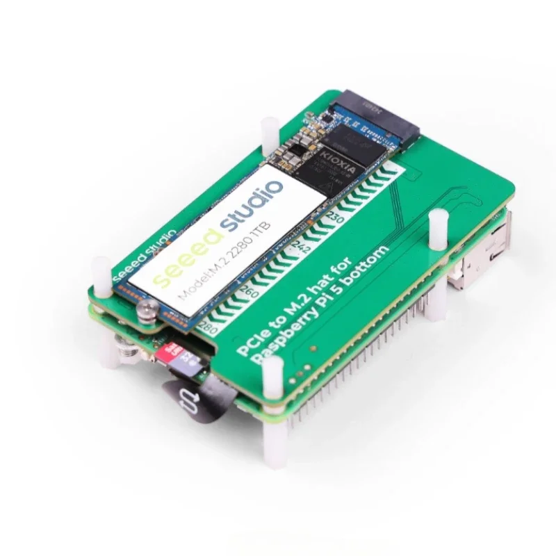 PCIe to M.2 hat for Raspberry Pi 5, Support NVMe SSD, Support Hailo8/8L