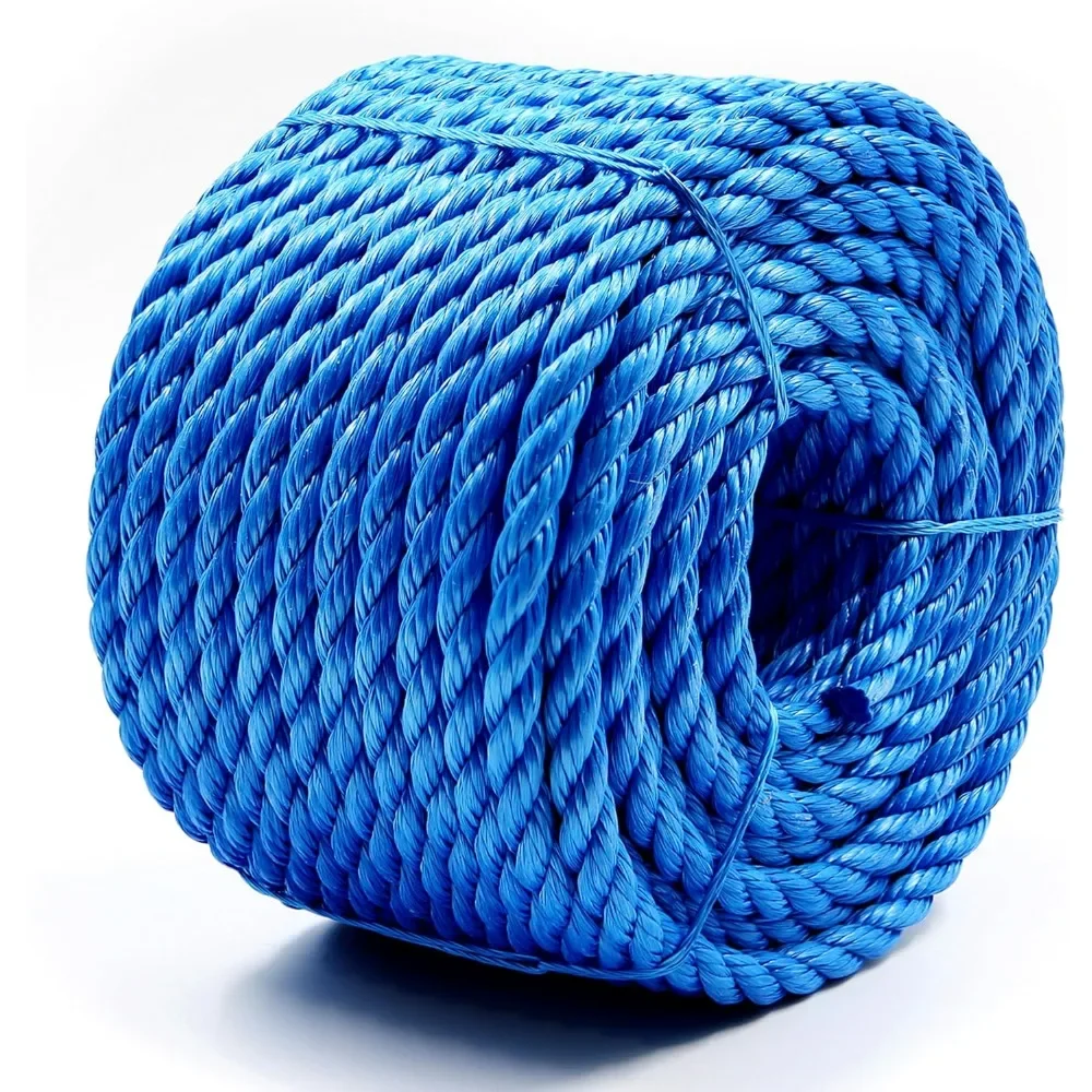 

Прочный полипропиленовый трос, устойчивый к погодным условиям, водонепроницаемый, для бассейнов, морского применения, кемпинга, строительства, такелажа, синий, 3/8 дюйма x 98 футов