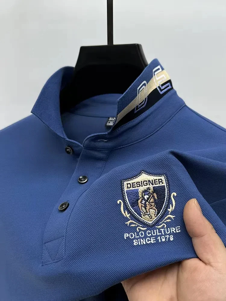 Luxury high-end brand embroidered men's short sleeve polo shirt summer new comfortable breathable cotton casual Paul T-shirt