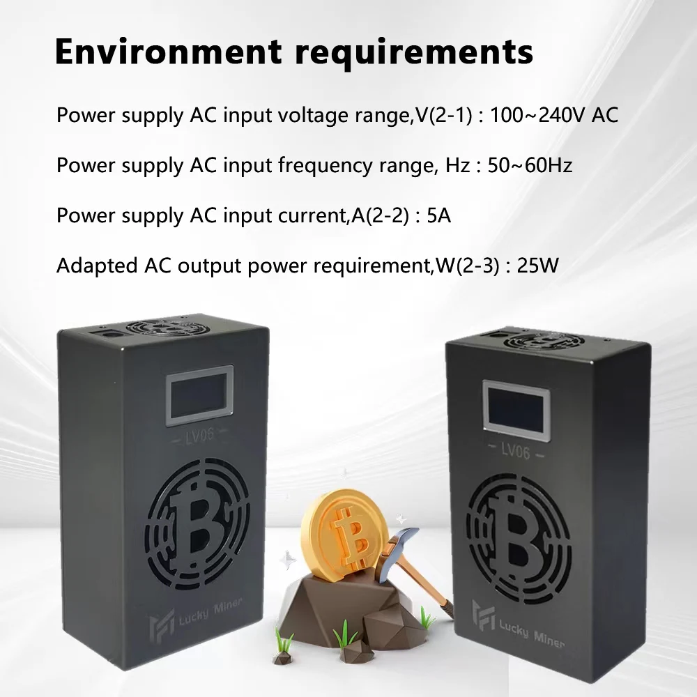 WiFi Bitcoin Miner Lucky Miner LV06 Hashrate 500g/s with Power Supply Compatible with Nicehash Mining Pool Letto miner Lv06 V6