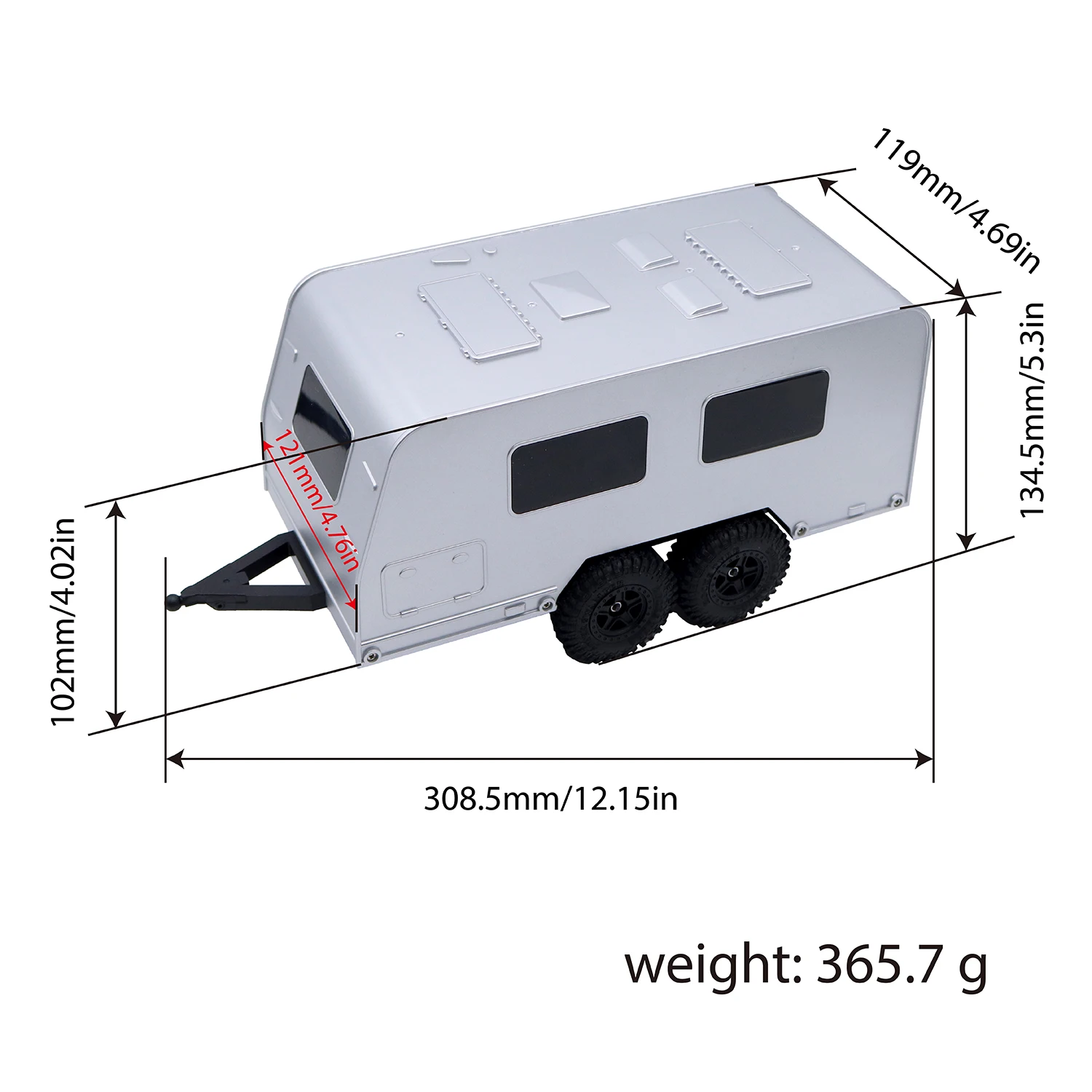 Premium 1/18 Wohnmobil-Anhänger mit Schale – Upgrade-Teile für TRX4M / Mustang / Defender (AX-8560) Offroad-Kletterwagen