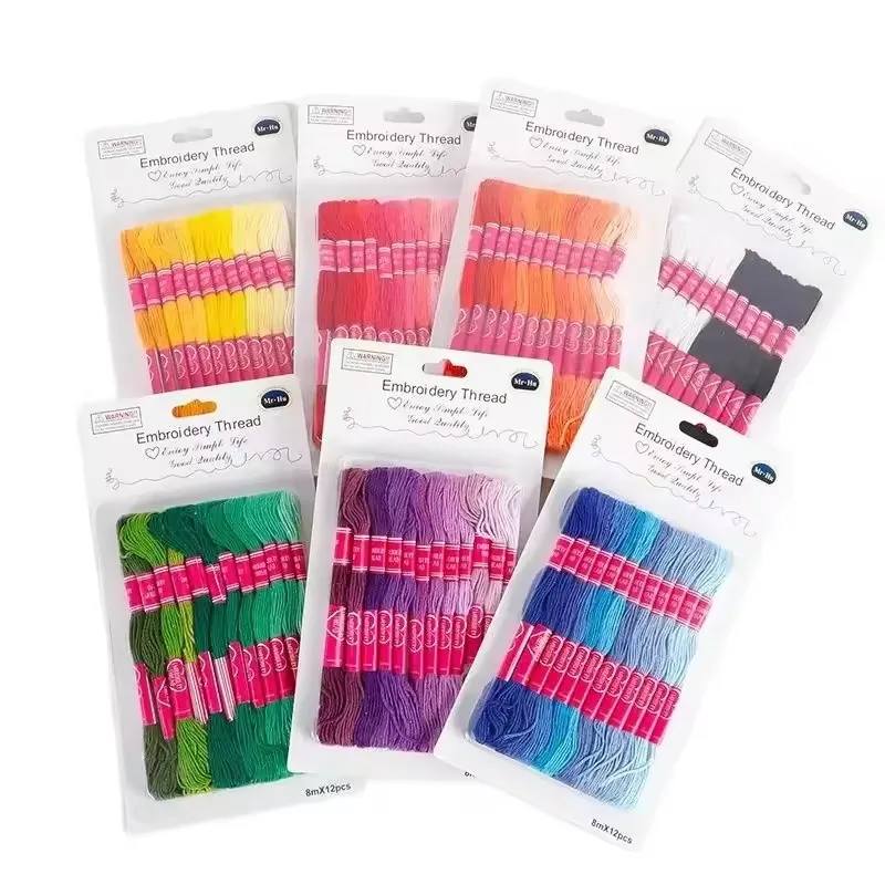 12 teile/satz Farbe Kreuz Stich Stickerei Faden Zahnseide Nähen Stränge Flechten DIY Hausgemachte Handwerk Werkzeuge Zubehör