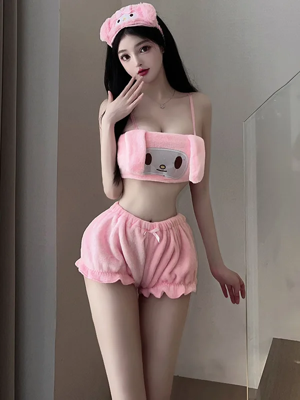 

Soft Girl Cute Jade Guigou Sexy Sweet Passion Shorts Set Sling Bowknot Romantic Waist Exposed Design Passion Charm Thin 4KRN