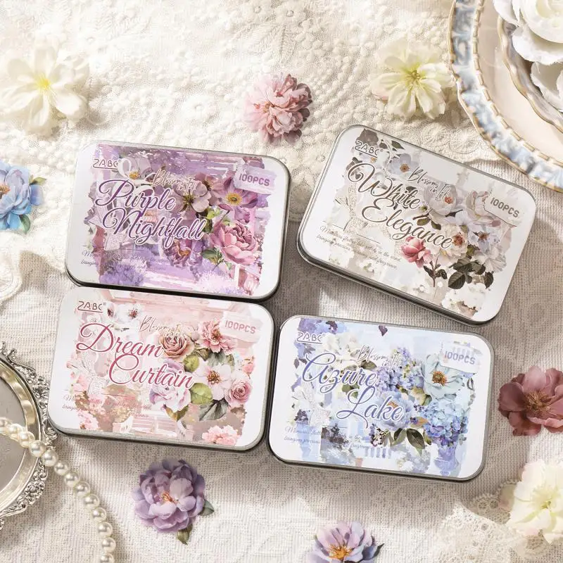 100pcs/set New Colorful Plants Flower Style Sticker Book Collection Handbooks Notebooks Decorative Stickers Christmas Gift
