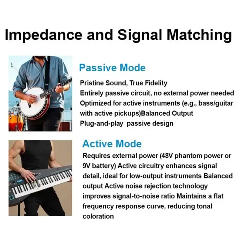AS95-Switchable Active/Passive Guitar DI Box Passive And Active DI Box, Pick The Sound In Details, Plug And Play