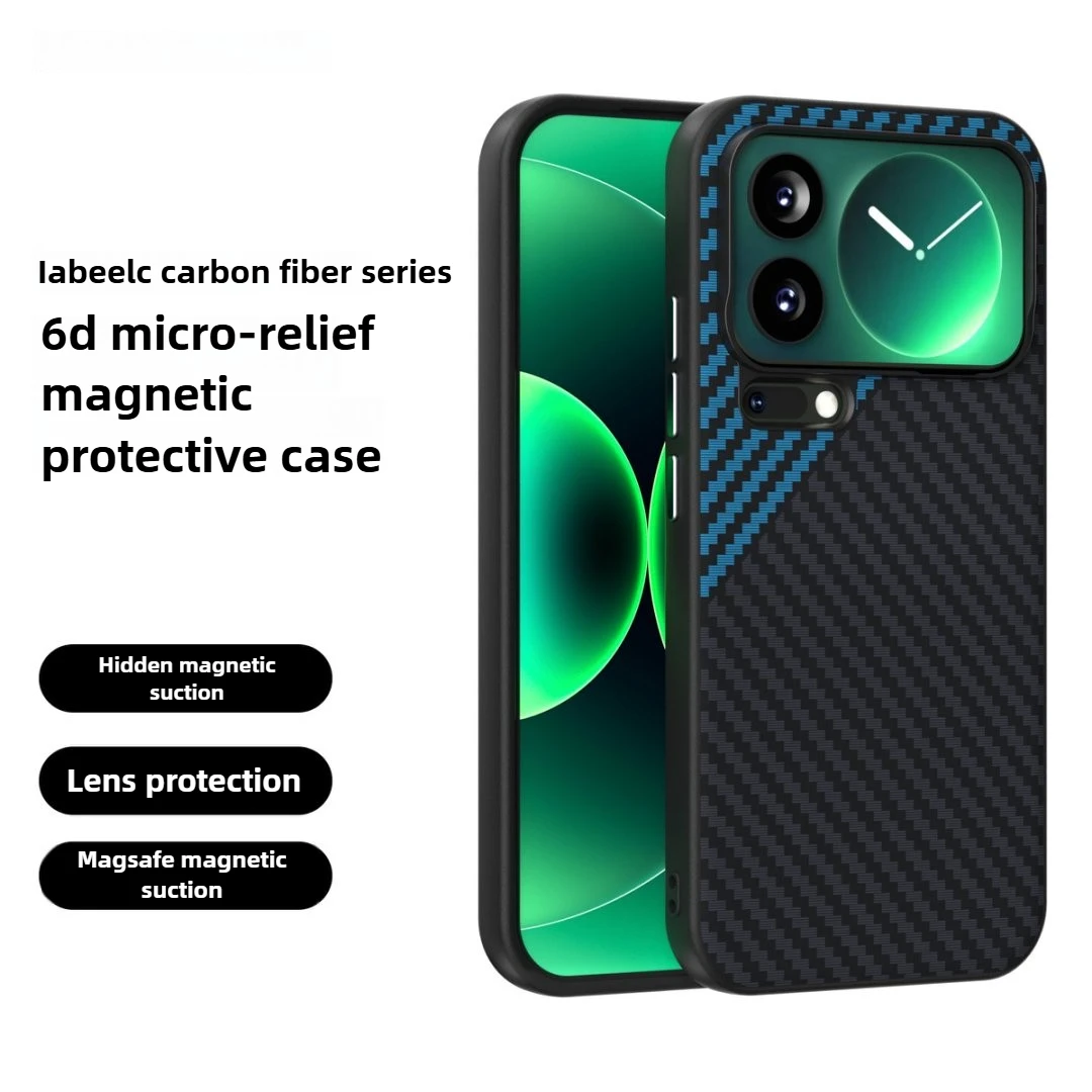 كيفلر Magsafe حافظة هاتف مغناطيسية لهاتف Xiaomi17 Pro Max Xiaomi17 Pro 17 15 SPro Mi15 Ultra حافظة شحن لاسلكية من ألياف الكربون
