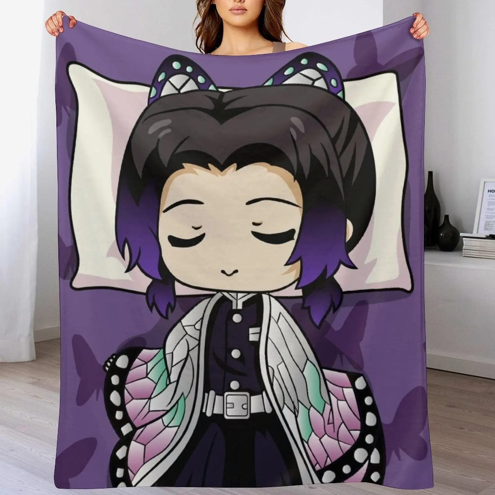 

Shinobu Kocho Kimetsu no Yaiba Throw Blanket christmas gifts Blankets For Bed Loose Blankets