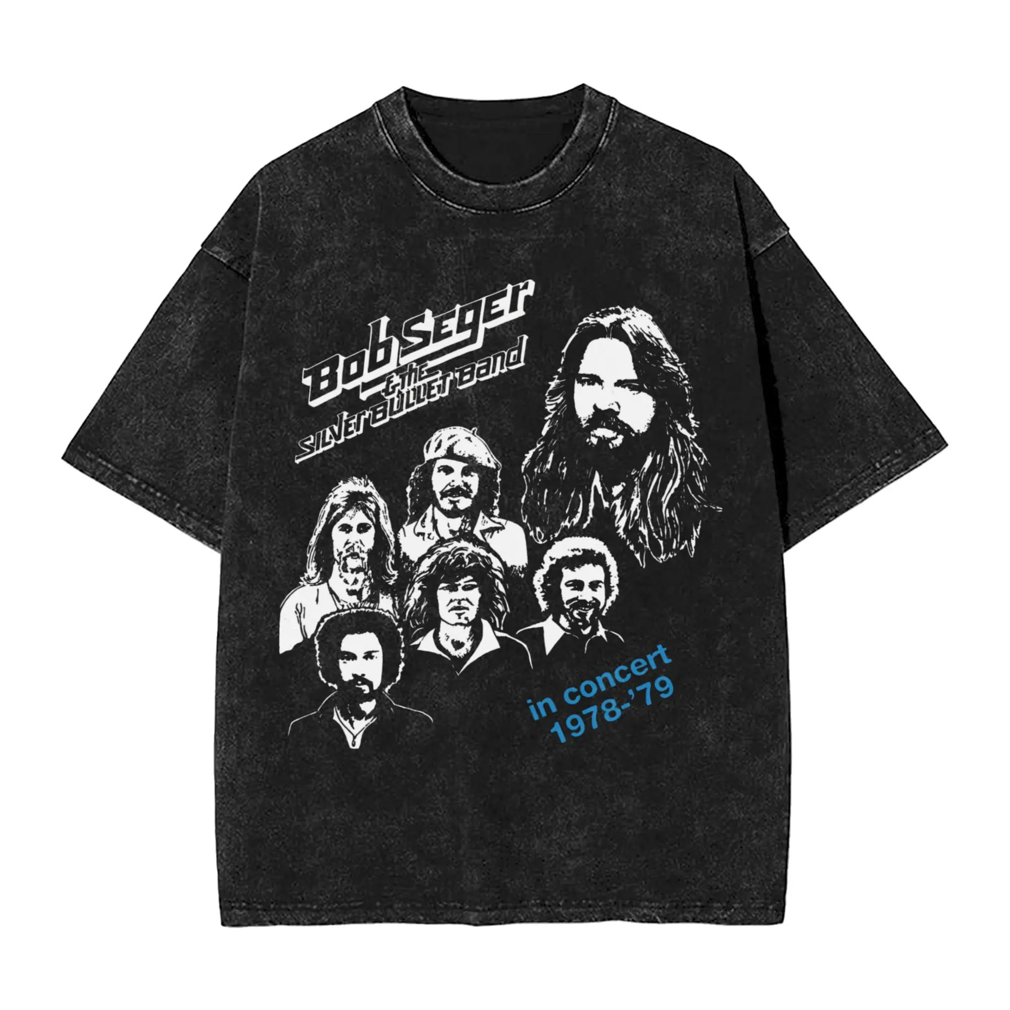 Harajuku Washed Shirt Bobs legend rock and Roll Segers Final Tour  Outfit Vintage T-Shirts Streetwear Summer Tops Tees