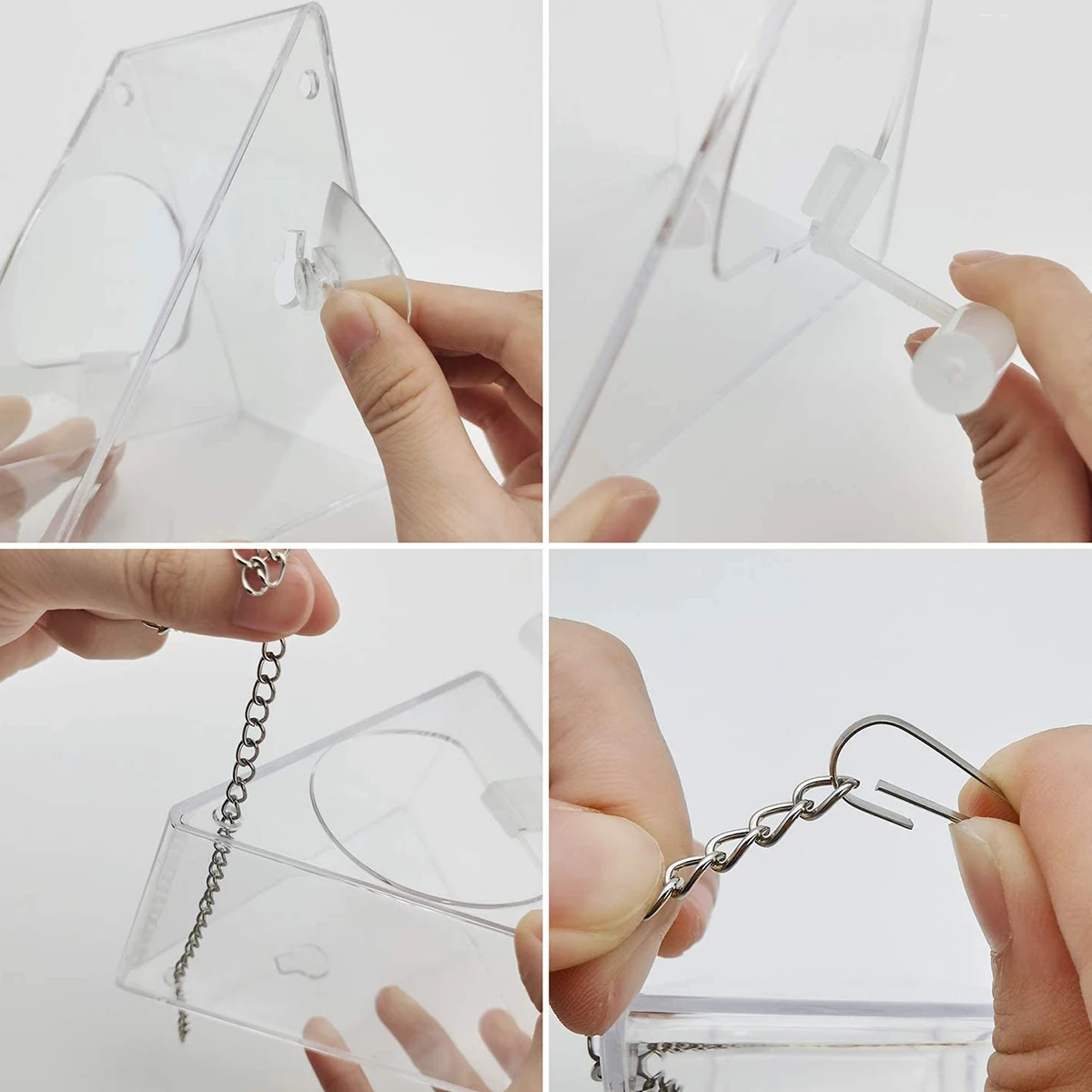 Bird Feeder Acrylic Transparent Window Bird Feeder Tray Bird House Pet Feeder Seed Food Container Cage Accessories For Parakeets