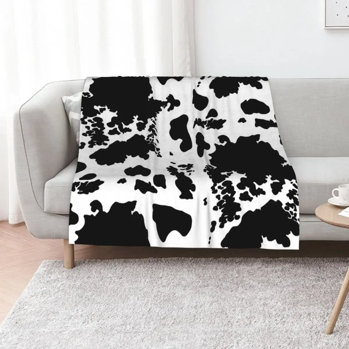 

Black and White Cowhide Print Pattern Throw Blanket Thermal Softest For Sofa Thin for sofa Blankets