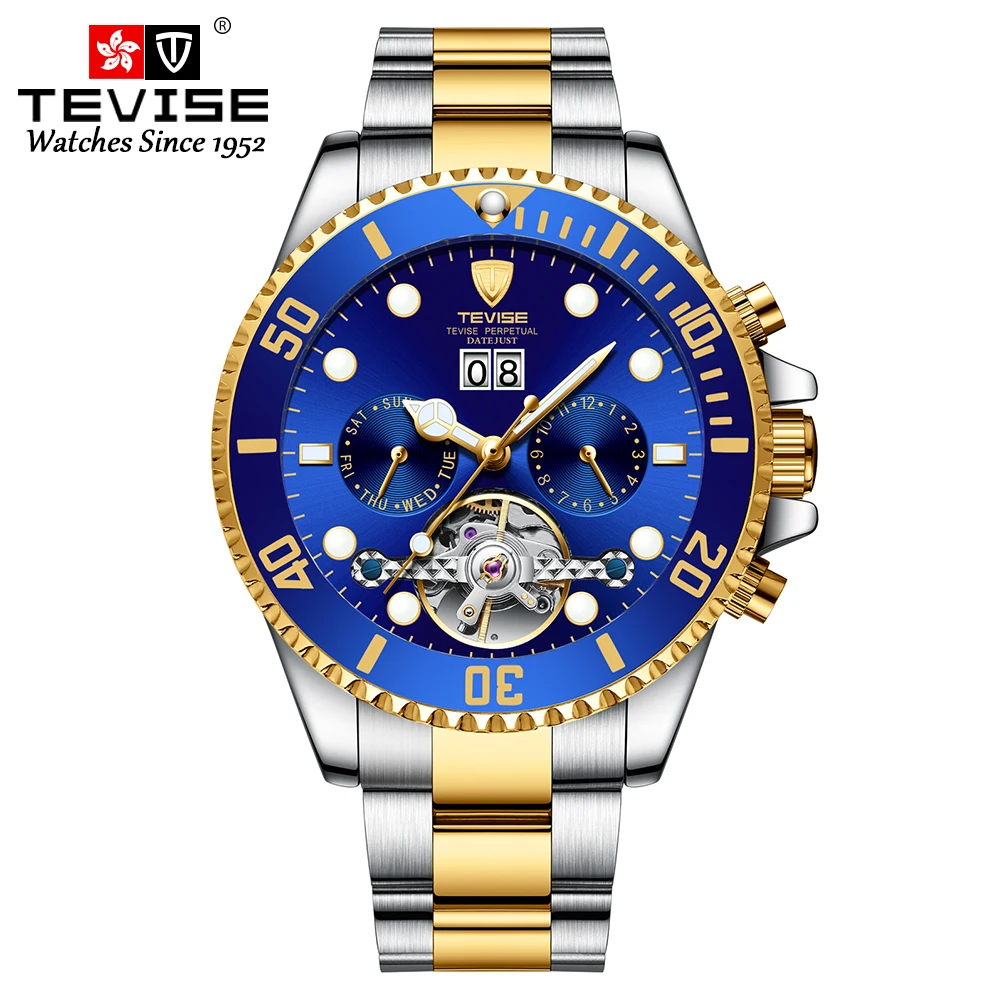 TEVISE Automatic Mechanical For Men Waterproof Luxury Luminous Business&Fashion Stainless Steel Wristwatch