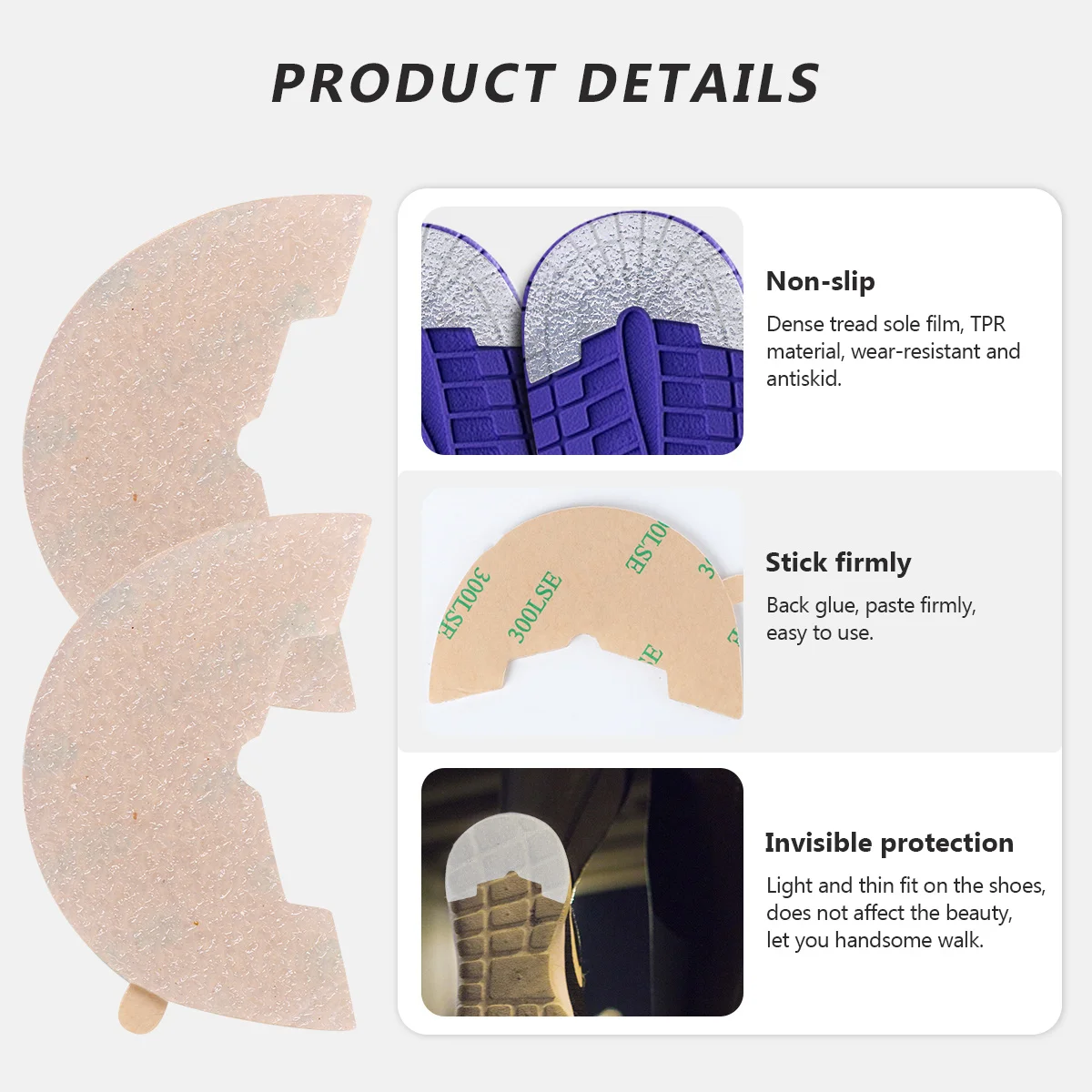 

1Pair Nonslip Shoes Sole Sticker Adhesive Insole Pad for Sports Sneakers Wear-Resistant Comfortable Foot Support Insert