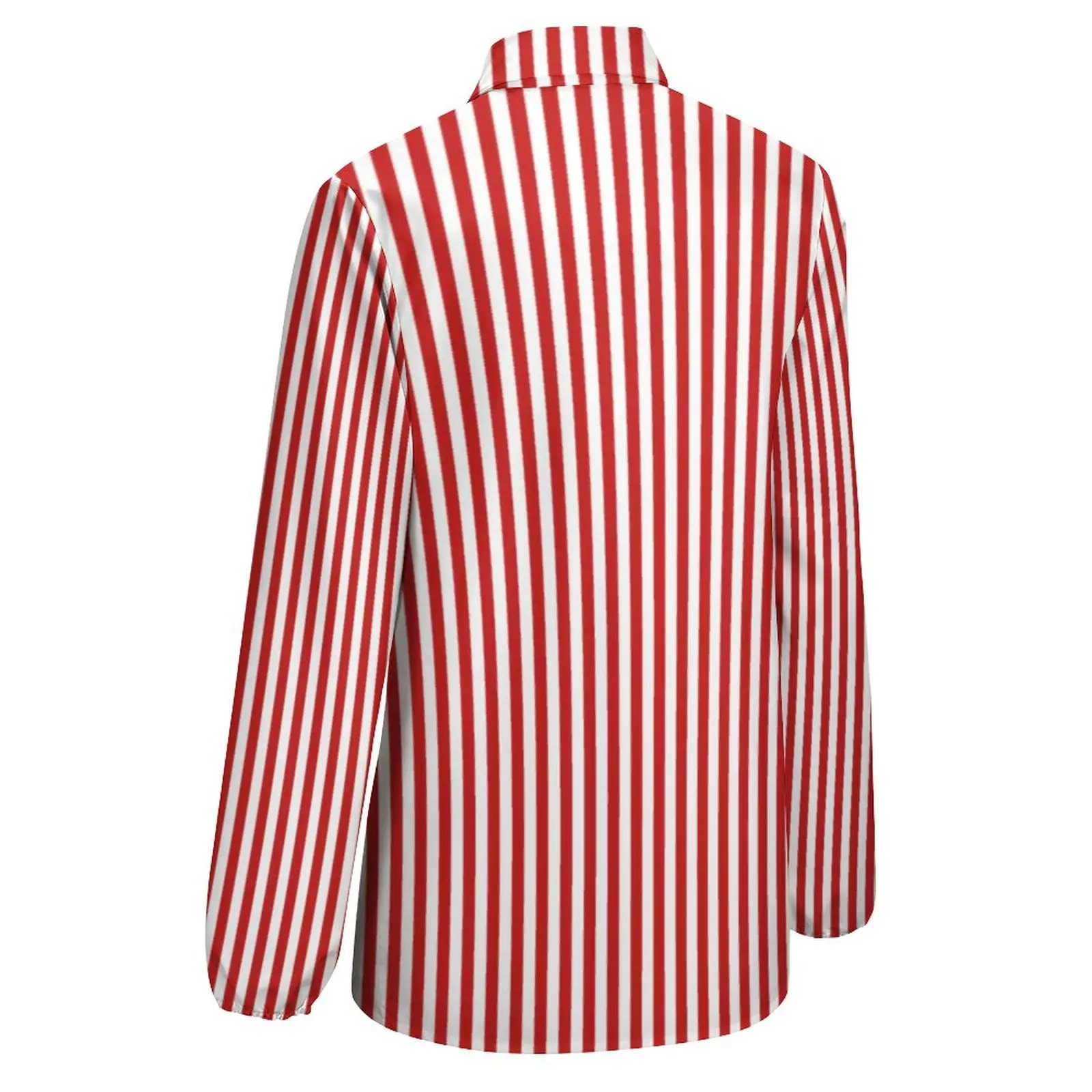 Vertical Red Striped Loose Blouse White Lines Print Street Fashion Oversized Blouses Woman Long-Sleeve Trendy Shirts Graphic Top