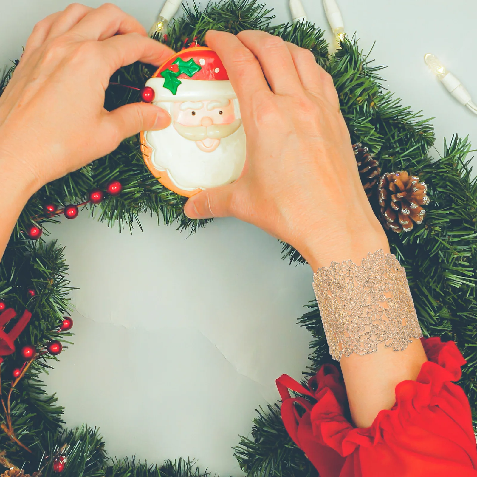 

Beautiful Exquisite Bracelet Gold Plated Lace Wrist Chain Comfortable Stylish Unique Ornament for Female Bridal Party Wear