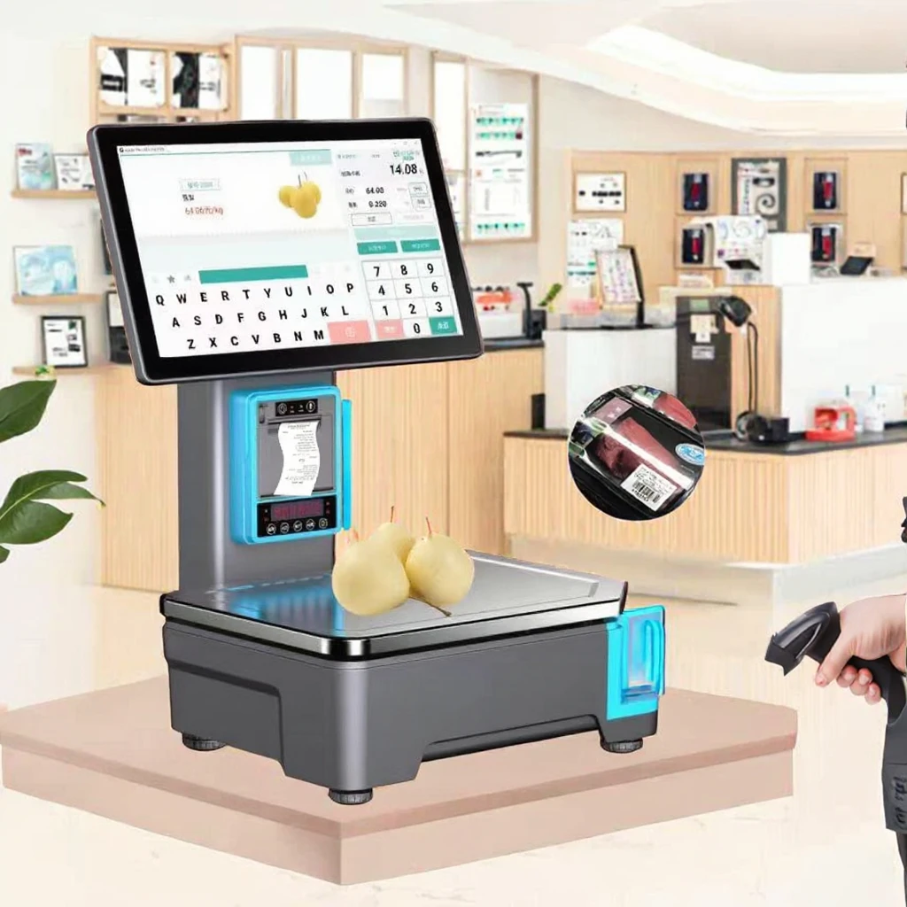 High Precision AI Integrated Scale POS Cash Register with Weighing Barcode Label Printing
