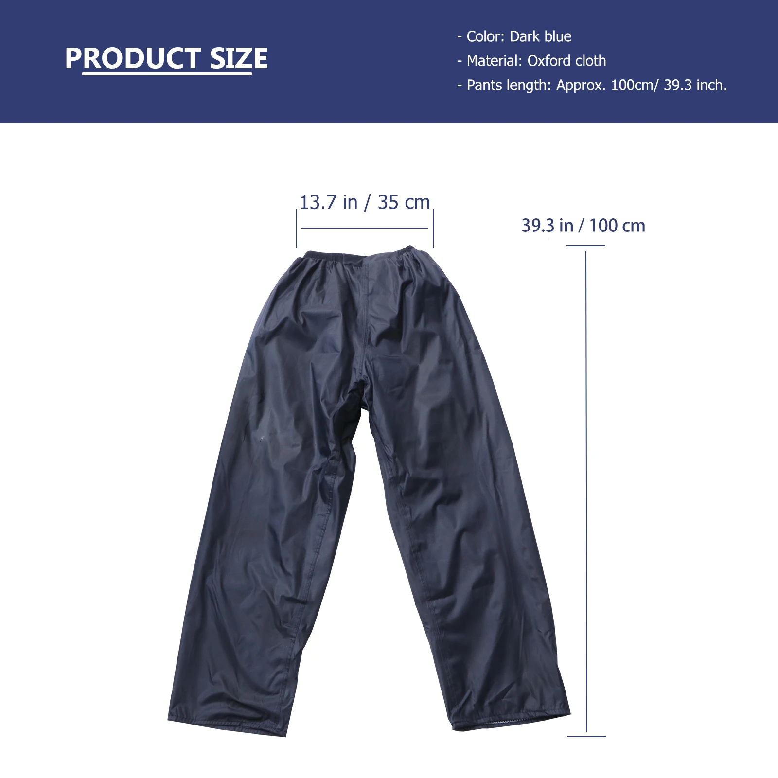 XXL Dark Blue Rain Pants Double Layer Waterproof Breathable Oxford Cloth for Fishing Hiking Camping Biking Hunting