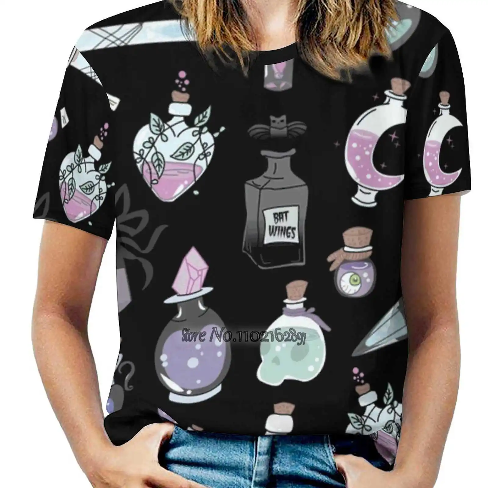 Pozioni bottiglie moda stampa magliette donna donna ragazze T-shirt Harajuku manica corta top e Tees pozione pozione Halloween