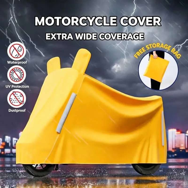 Motorcycle Cover For Sun Rain And Dust Protection With Mirror Covers Thick Fabric Provides Year-Round Protection