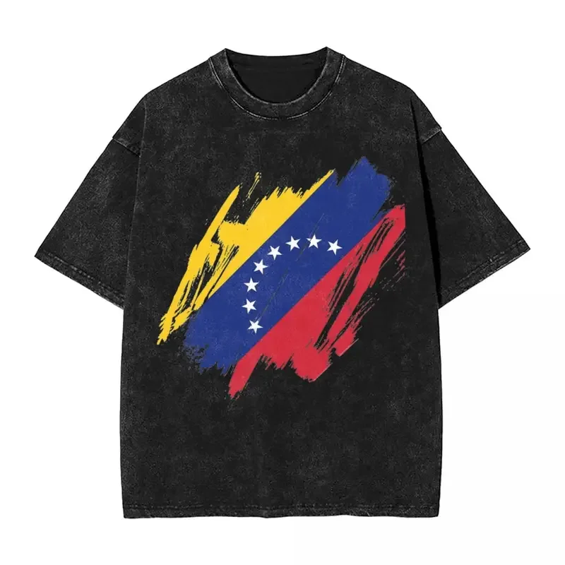 Venezuela Bolivariana De Venezuelan Washed T Shirt Streetwear Hip Hop Cool T-Shirts Tees Men Women Short Sleeve Oversize Printed