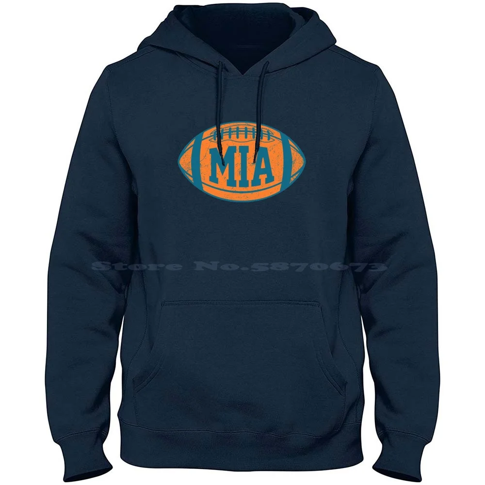 Mia Retro Football-White 100% Cotton Hoodie T Shirt Fins Vintage Retro Dan Marino Jay Cutler Dont Care I Love Miami I Love