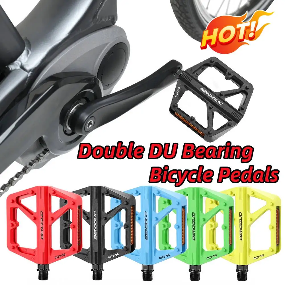 

Double DU Bearing Nylon Bicycle Pedals with Reflector Bicycle Platform Pedals Anti-Slip Cycling Safety Pedals Bike Accessories