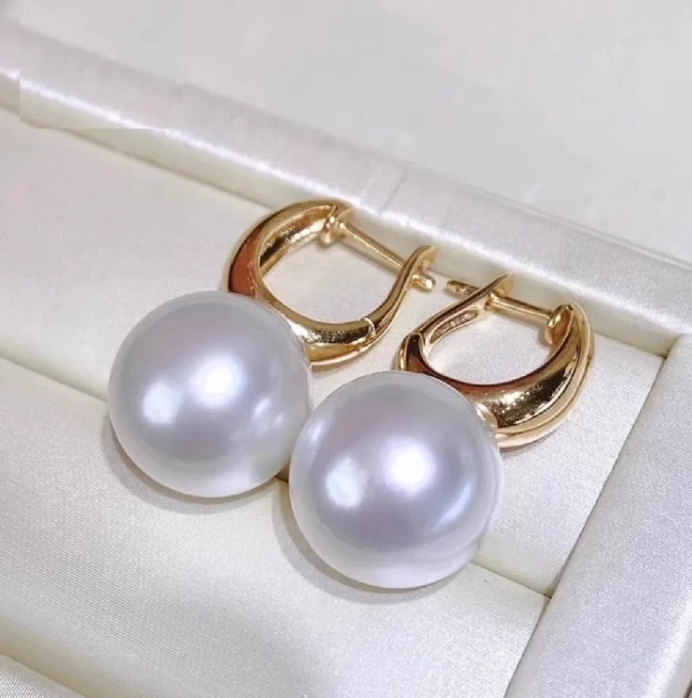 

HUGE AAAAA 10-11mm real south sea natural WHITE round pearl earring 925S