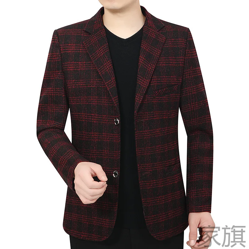 1-D2    Suit Middle-aged Men's Coat 2024 Spring and Autumn Korean Style Slim-fit Small Suit Dad Jacket Top