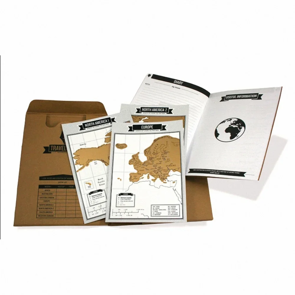 

Luxury Scratch Map Travel Journal | Geek Fun TRAVELOGUE | Diary Travel Travelogue Map Scratch Off Map | Travel Memo Notebook