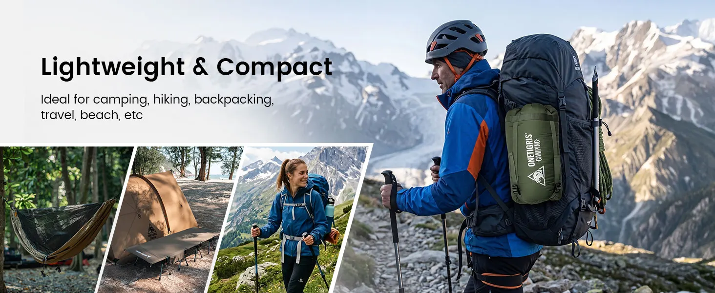 OneTigris Leichtgewichtige Hängematte Unterdecke 40 F bis 68 F (5°C bis 20°C) 3-Jahreszeiten-Unterdecke für Wandern, Camping und Reisen – Detail 5