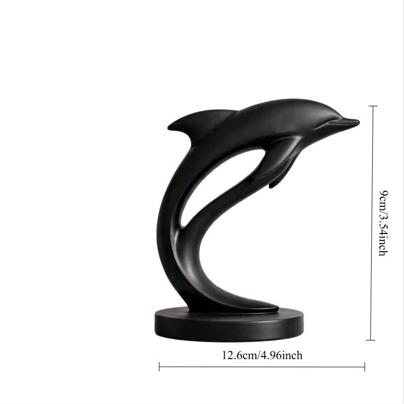 3D Printed Black Dolphin Sculpture Modern Desktop Decor Creative Gift for Classmates Colleagues Boyfriends Home Office Accent