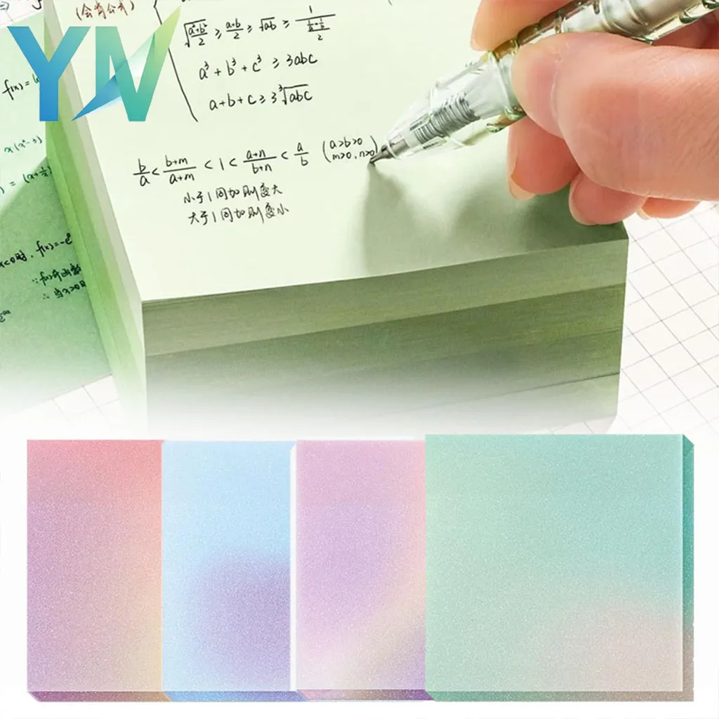 1-20Bags Clear Frosted Shimmer Sticky Notes Ombre Quick Dry Strong Adhesive for Home Library Study Planner Work Office Classroom