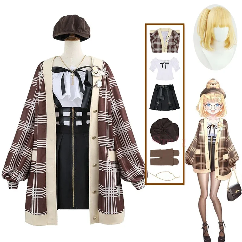 Anime VTuber Watson Amelia Cosplay Costume Girls' Daily Clothes Hololive EN Watson's Wig Headgear