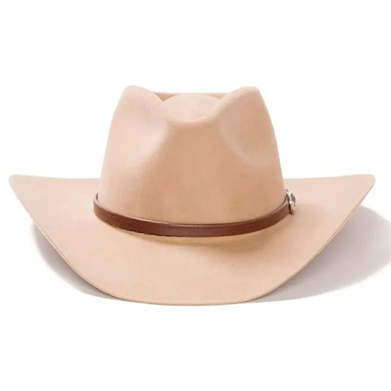 Fashionable felt hat belt decoration curved brim outdoor top style pure