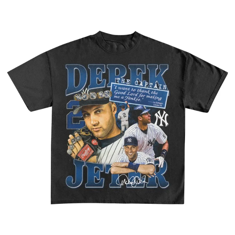 Derek Jeter Signature Graphic Cotton T-shirt Women Unisex Fans Essentials Short Sleeve Summer Retro Fashion Luxury Brand Tee