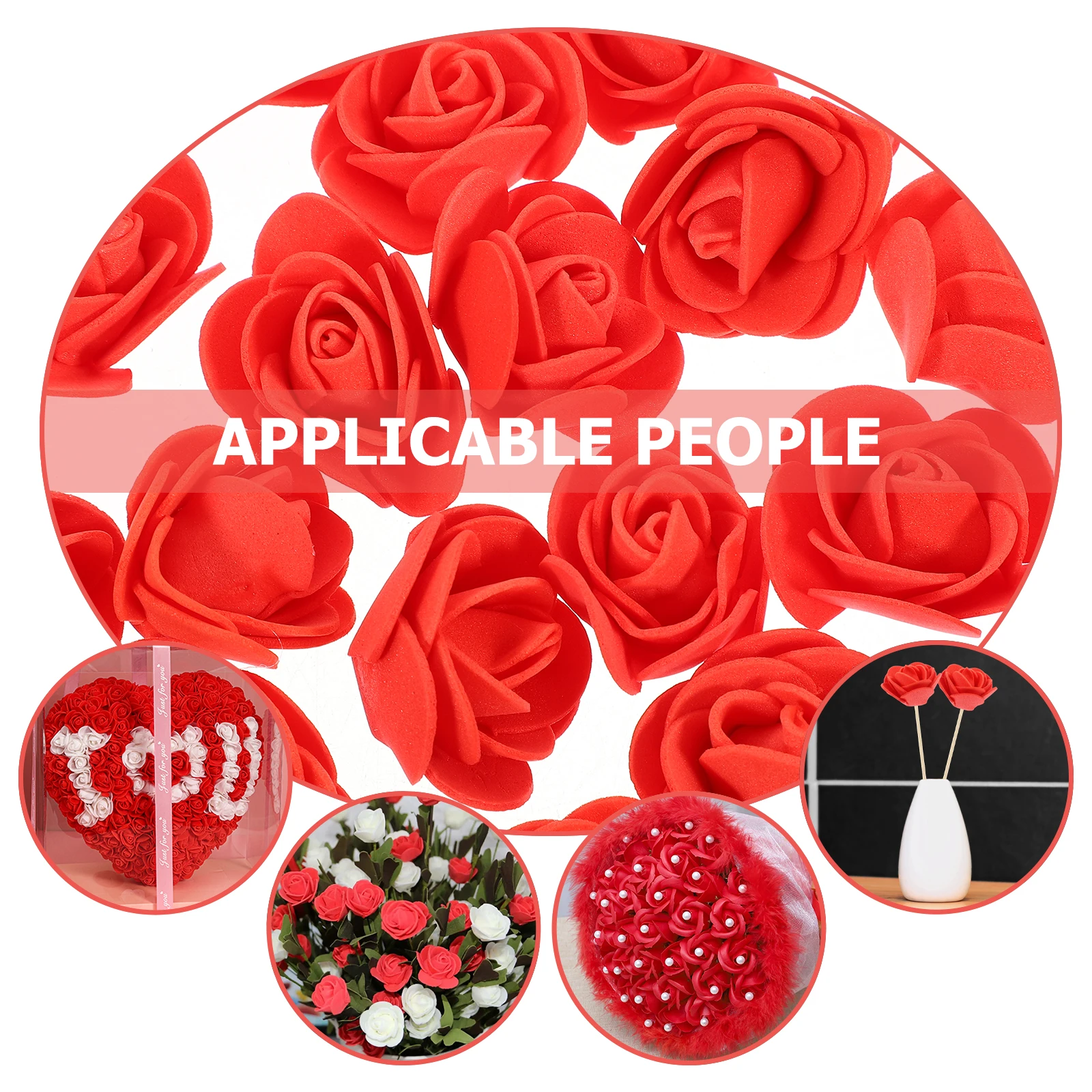 

200pcs Artificial Roses Foam Flower Heads Bulk Faux Lightweight Non Fading Realistic Simulation DIY Decorations Craft Supplies