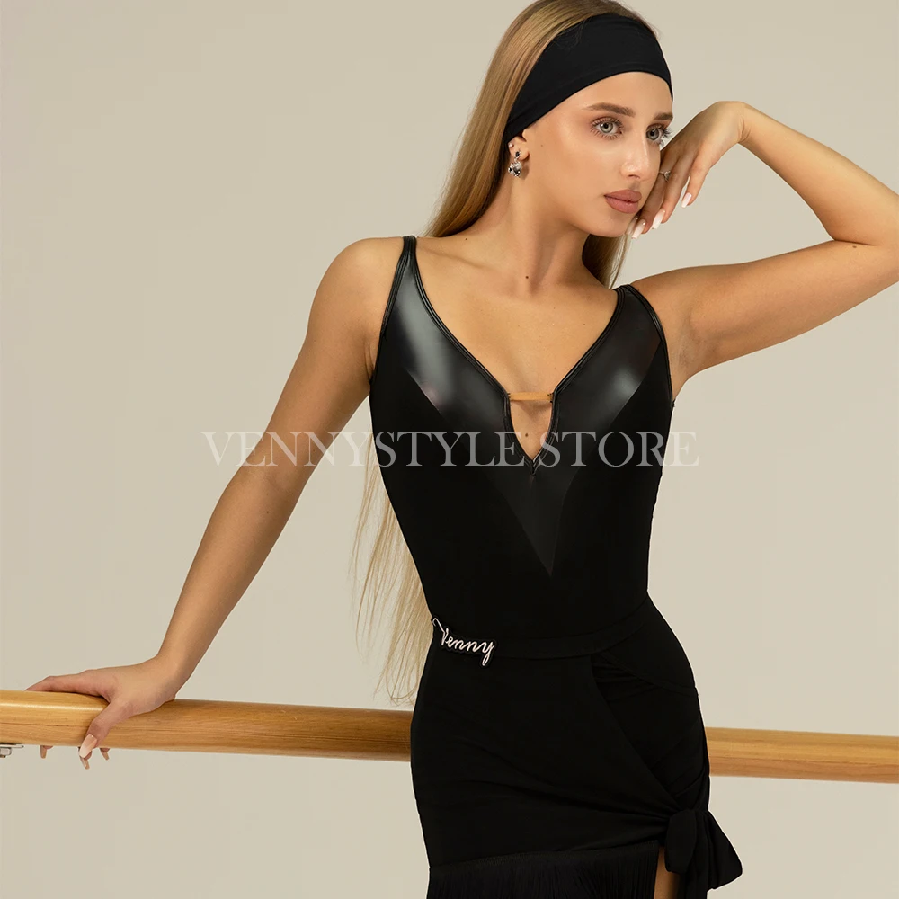 

Vennystyle Latin Dance Set - Women's Spaghetti Strap Backless Top & Fringe Skirt, Sexy Training Outfit
