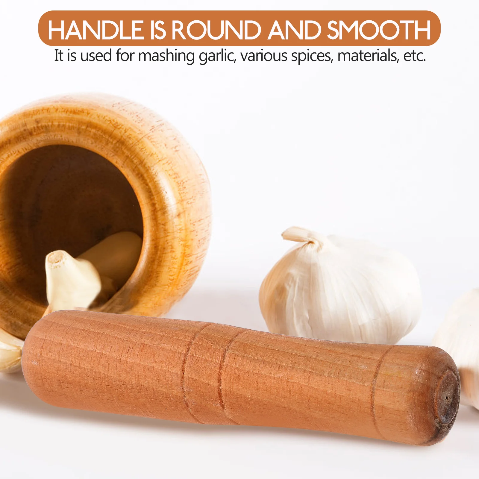 

Wooden Garlic Grater Safe Ecofriendly Manual Grinding Rod Comfortable Handle No Residue Garlic Wooden Grinding Rod