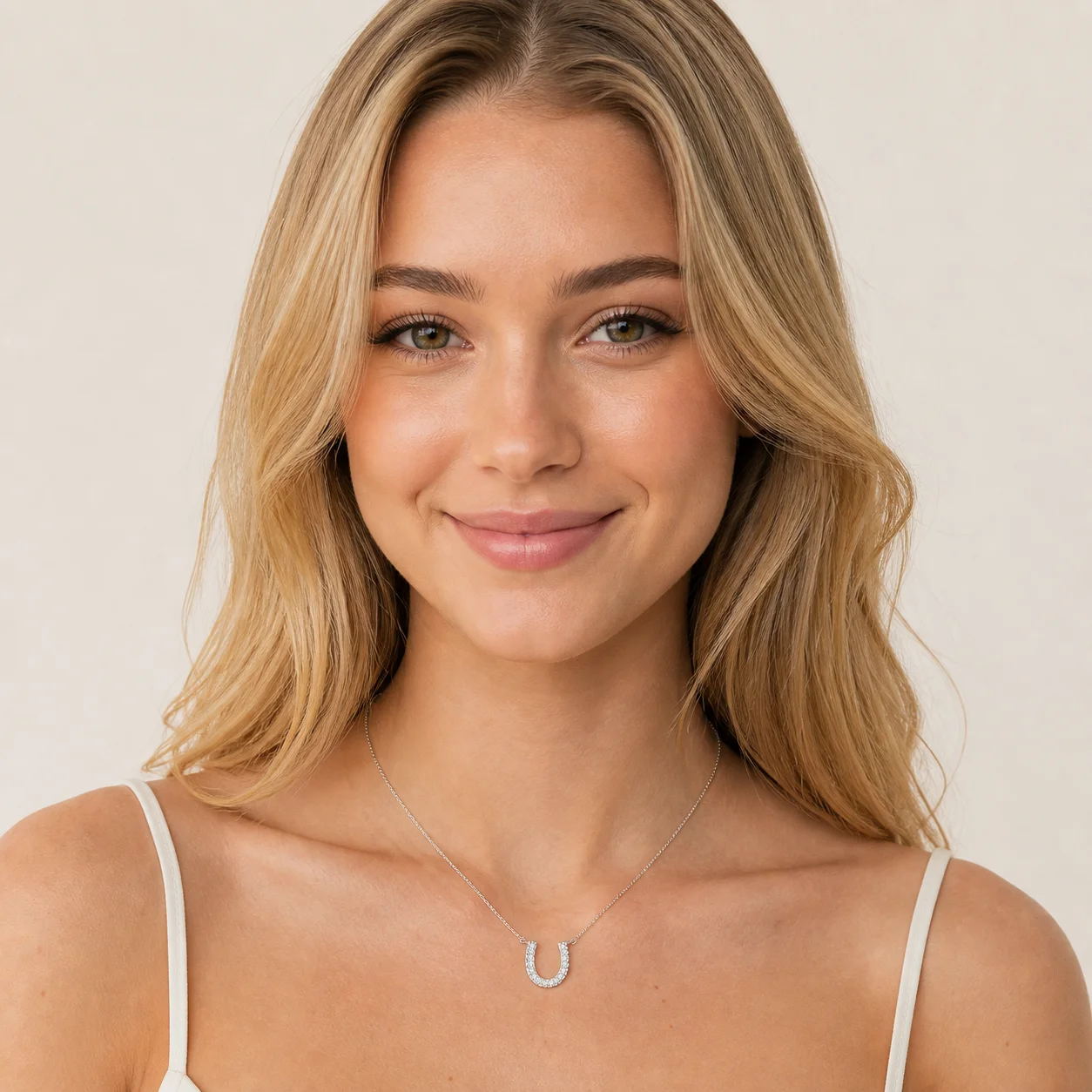 S925 Sterling Silver Pave Moissanite U Shape Pendant Necklace Dainty Stackable Lucky Women Fine Jewelry