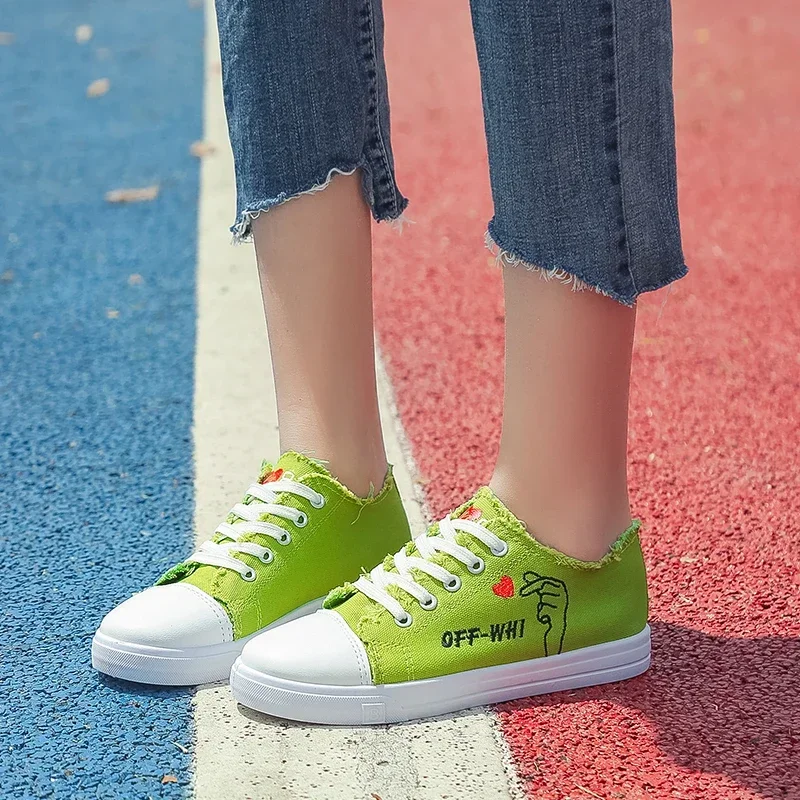 New All-match Love Injection Molding Shoes Women's Canvas Shoes Breathable Comfortable Casual Flat Student Girl Running Sneakers