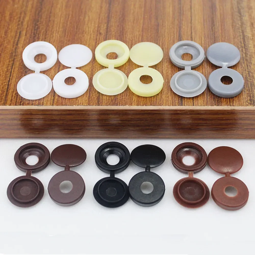 Hinged Plastic Screw Cap Cover Nuts Fold Snap Protective Cap Button For Car Furniture Decorative Nuts Bolts Hardware 13mmx5mm