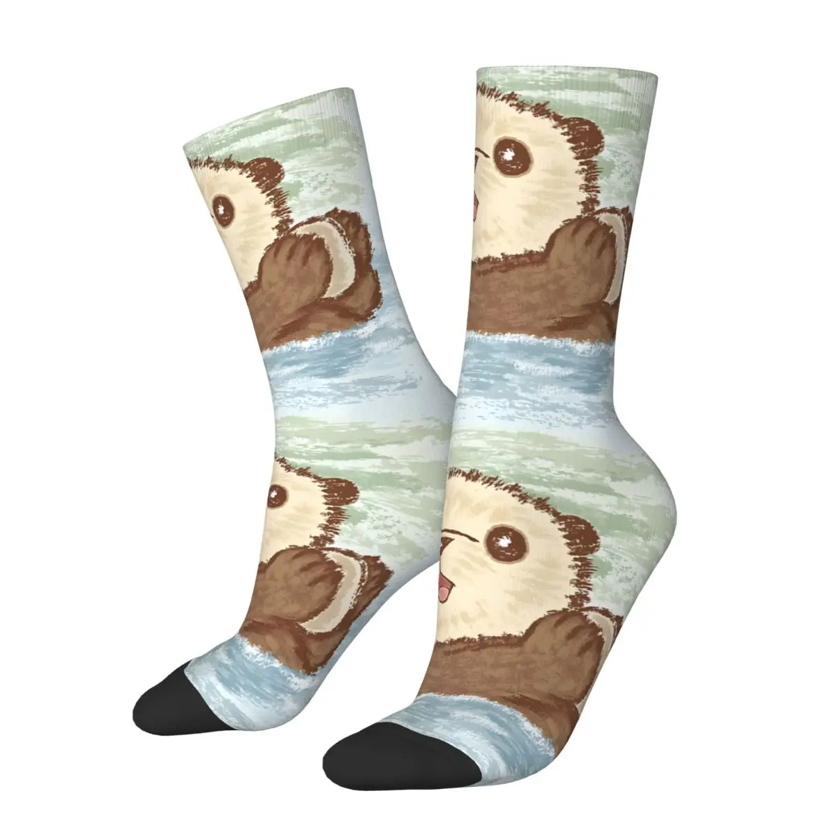 Funny Men's Socks Sea Otter Retro Hip Hop Crazy Crew Sock Gift Pattern Printed