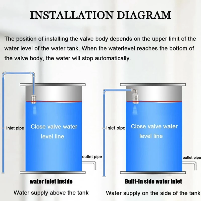 1/2Inch To 3/4Inch Water Float Valve,Stainless Steel Float Valve,Fully Automatic Water Level Controller Float Valve Durable