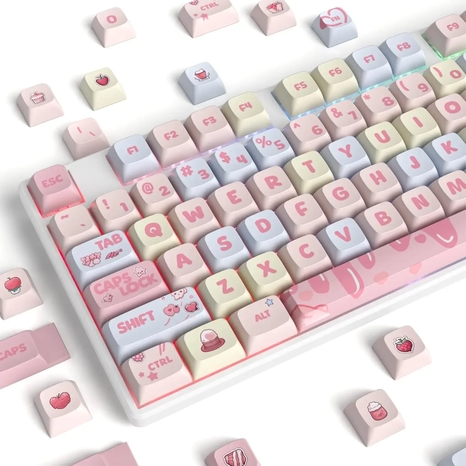

OPUYYM Кремовый клубника/карамельный медведь/светло-зеленый XDA пятисторонний термосублимационный колпачок для ключей из ПБТ 133-клавишная многомеханическая клавиатура