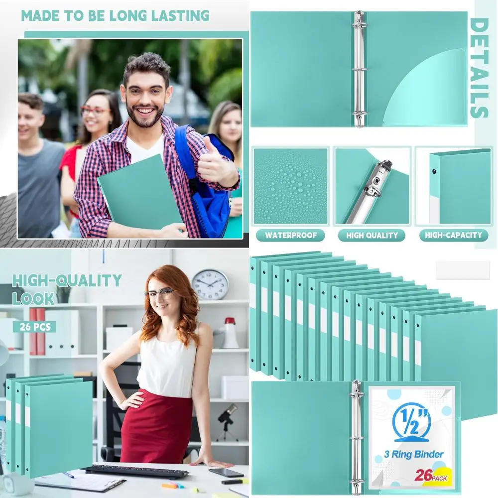 

0.5 Inch 3-Ring Binder, 140-Sheet Capacity, Letter Size, Pastel Green for Document Organization