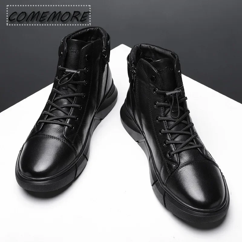 Autumn New High Top Work Shoes for Men Platform Ankle Boots Fashion Quality Boots Winter Outdoor Booties Casual Male Large Size