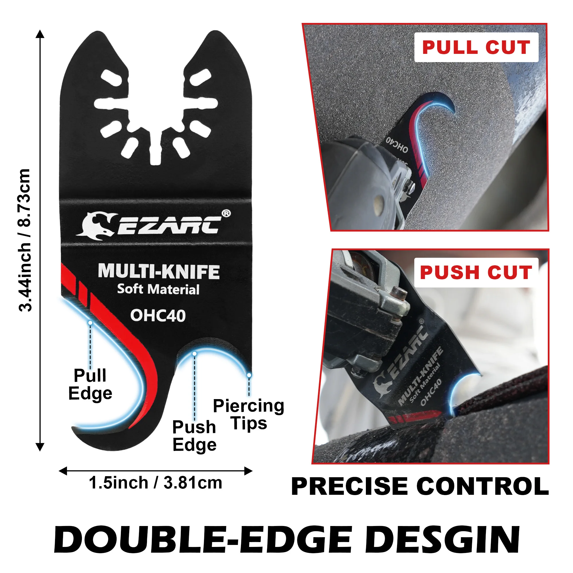 EZARC Multitool Hook Knife Blades, Oscillating Multi Tool Saw Blades for Soft Materials Roofing Shingles, PVC Carpet, Cardboard