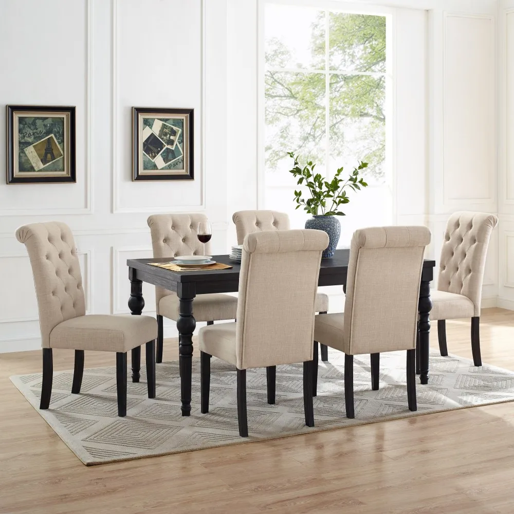

Leviton Urban Style Wood Dark Wash Turned-Leg Dining Set: Table and 6 Chairs