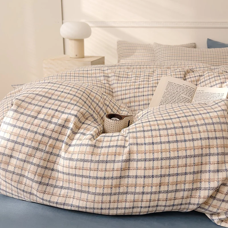 

Plaid Style Comforter Cover Single/Double Duvets Cover 100% Cotton Blanket Cover Girls Boys Room Quilt Cover 이불커버(No Pillowcase)